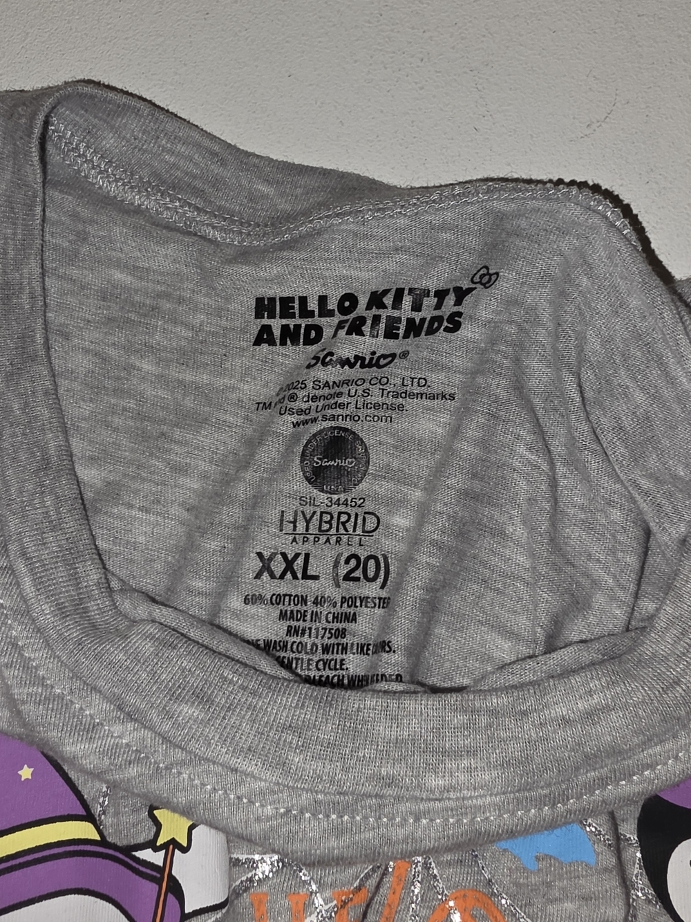 Hello Kitty Halloween Character Graphic Tee - Gray with Multicolor Print - Picture 3 of 4